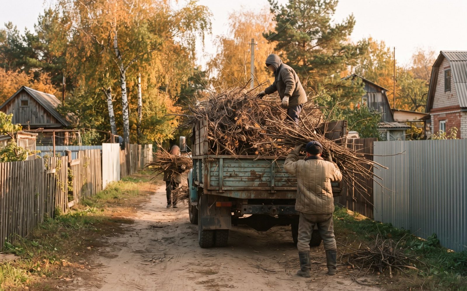 Грузовик с ветками